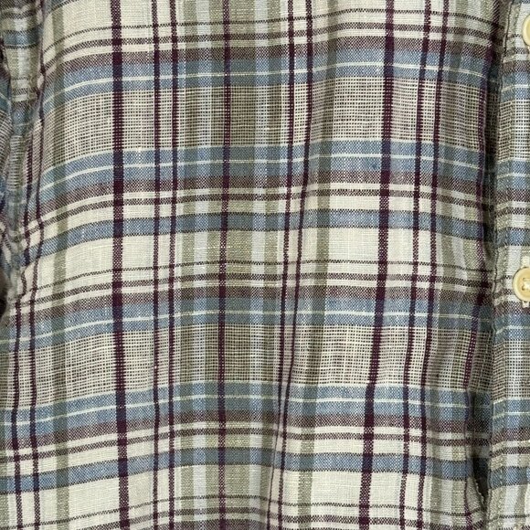 LUCKY BRAND CALIFORNIA FIT MENS LONG SLEEVE BUTTON DOWN LINEN PLAID SIZE L LARGE - Picture 5 of 12